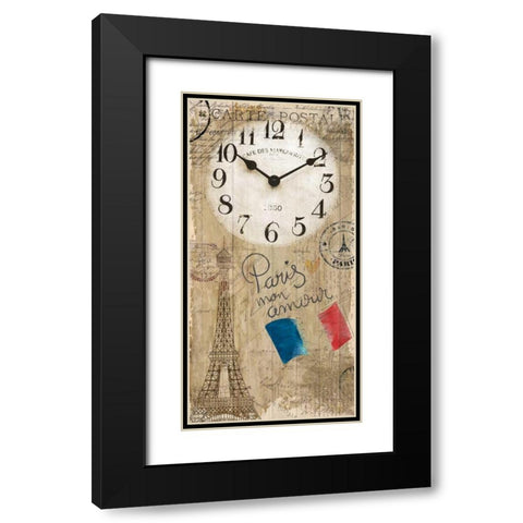 Paris Clock Black Modern Wood Framed Art Print with Double Matting by Allen, Kimberly
