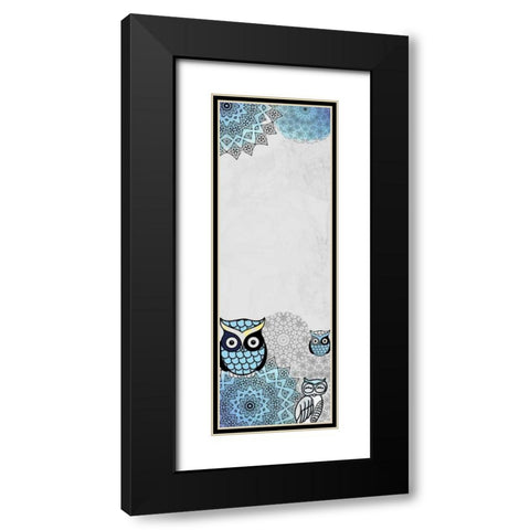 Owls in Blue Black Modern Wood Framed Art Print with Double Matting by Allen, Kimberly