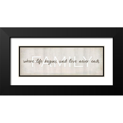 Family, Love Never Ends Black Modern Wood Framed Art Print with Double Matting by Kimberly, Allen