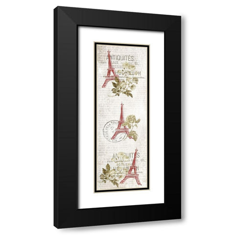 Paris Script panel Black Modern Wood Framed Art Print with Double Matting by Kimberly, Allen