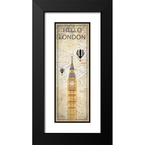 Hello Travel 1 Black Modern Wood Framed Art Print with Double Matting by Kimberly, Allen