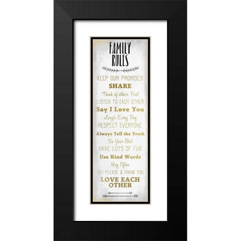 Family Rules v6 Black Modern Wood Framed Art Print with Double Matting by Kimberly, Allen
