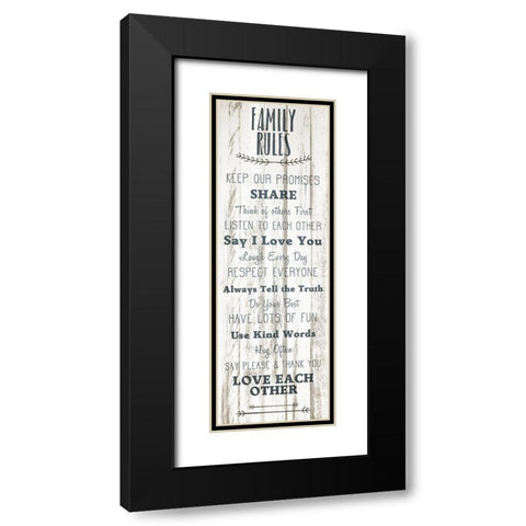 Family Rules v1 Black Modern Wood Framed Art Print with Double Matting by Kimberly, Allen