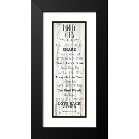 Family Rules v1 Black Modern Wood Framed Art Print with Double Matting by Kimberly, Allen