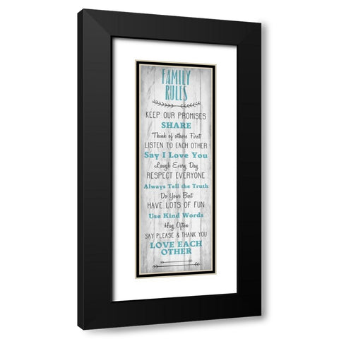 Family Rules v3 Black Modern Wood Framed Art Print with Double Matting by Kimberly, Allen