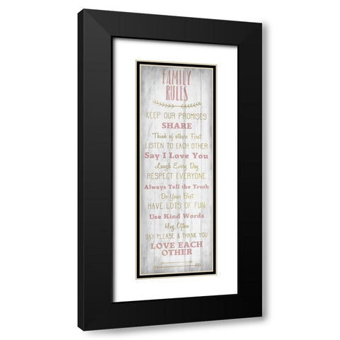 Family Rules v4 Black Modern Wood Framed Art Print with Double Matting by Kimberly, Allen