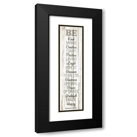 BE Happy v2 Black Modern Wood Framed Art Print with Double Matting by Kimberly, Allen