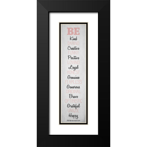 BE Happy v3 Black Modern Wood Framed Art Print with Double Matting by Kimberly, Allen