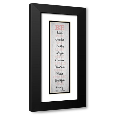 BE Happy v4 Black Modern Wood Framed Art Print with Double Matting by Kimberly, Allen