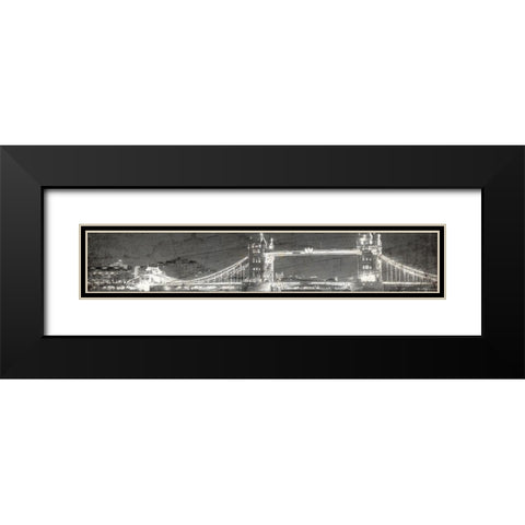London Bridge at Night Black Modern Wood Framed Art Print with Double Matting by Kimberly, Allen