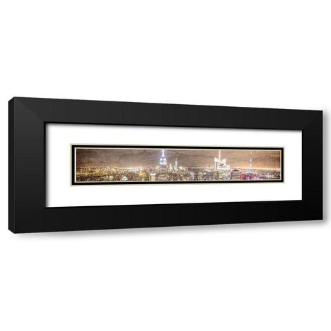 NYC Lights Black Modern Wood Framed Art Print with Double Matting by Kimberly, Allen