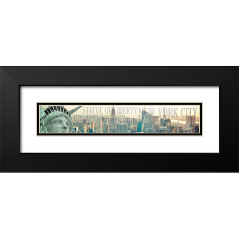 NYC Statue of Liberty Black Modern Wood Framed Art Print with Double Matting by Kimberly, Allen