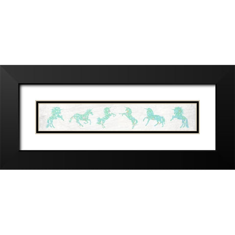 Teal Unicorns Black Modern Wood Framed Art Print with Double Matting by Kimberly, Allen