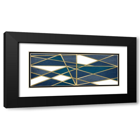 Gold and Blue Maze v2 Black Modern Wood Framed Art Print with Double Matting by Kimberly, Allen