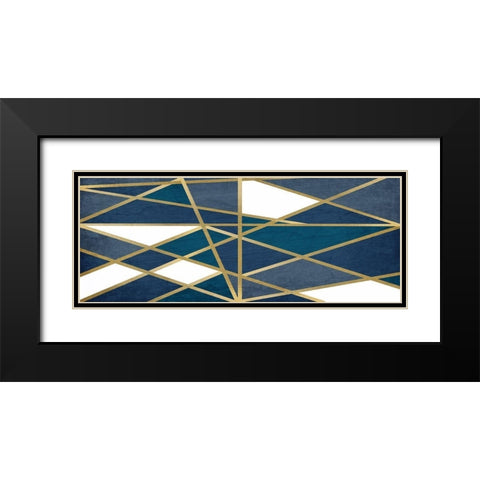 Gold and Blue Maze v2 Black Modern Wood Framed Art Print with Double Matting by Kimberly, Allen