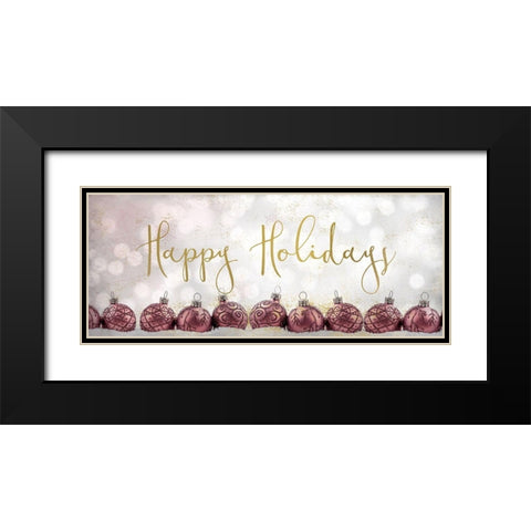 Ornaments in a Row-Happy Holidays Black Modern Wood Framed Art Print with Double Matting by Kimberly, Allen