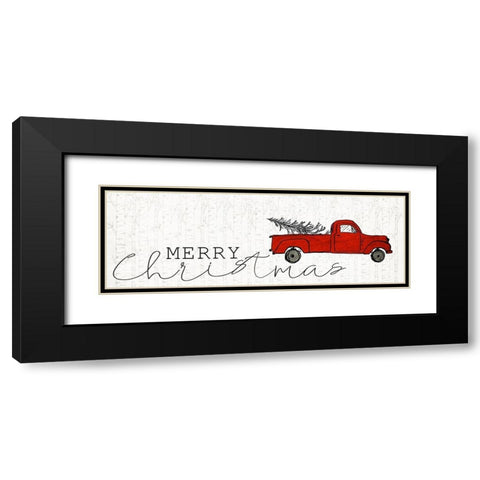 Merry Christmas Truck Black Modern Wood Framed Art Print with Double Matting by Kimberly, Allen