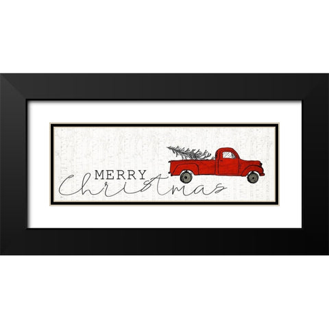 Merry Christmas Truck Black Modern Wood Framed Art Print with Double Matting by Kimberly, Allen
