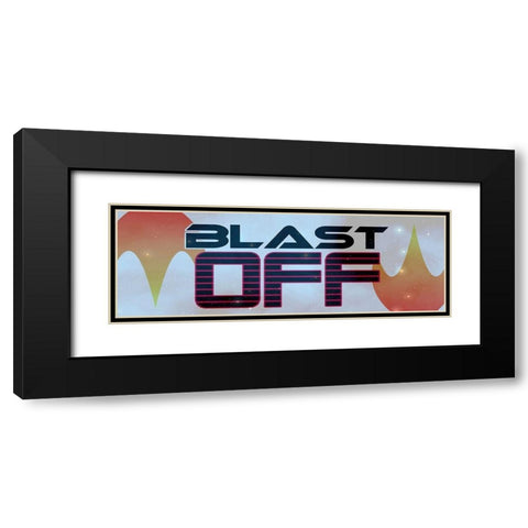 Blast Off Rocket Black Modern Wood Framed Art Print with Double Matting by Kimberly, Allen