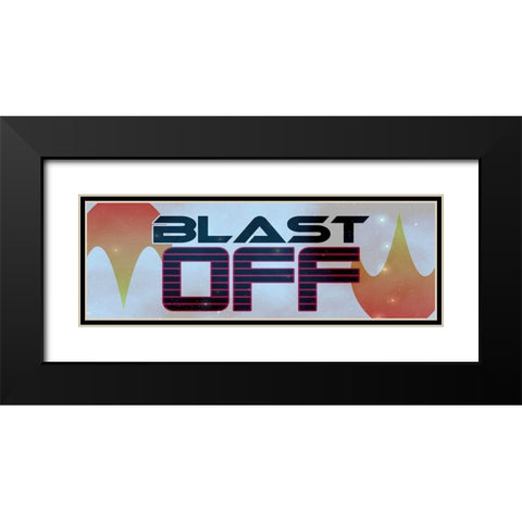 Blast Off Rocket Black Modern Wood Framed Art Print with Double Matting by Kimberly, Allen