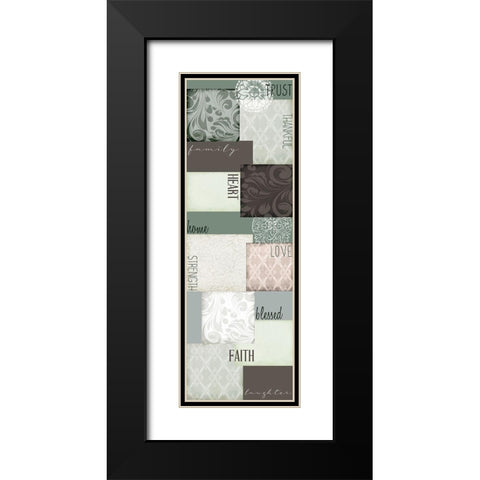 Faith Patchwork Panel Black Modern Wood Framed Art Print with Double Matting by Allen, Kimberly
