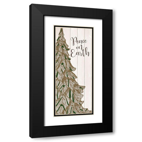 Peace on Earth Tree Black Modern Wood Framed Art Print with Double Matting by Allen, Kimberly