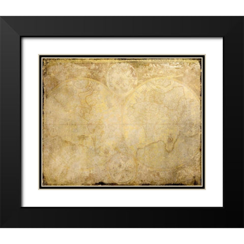 World Map in Gold Black Modern Wood Framed Art Print with Double Matting by Allen, Kimberly