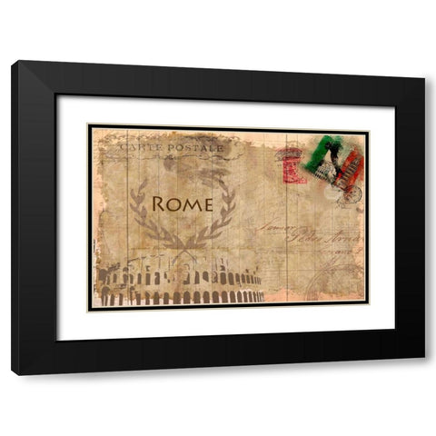 Postcard Rome Black Modern Wood Framed Art Print with Double Matting by Allen, Kimberly
