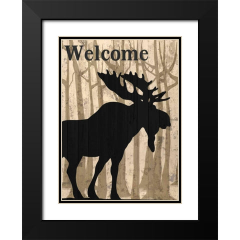 Welcome To The Lodge Black Modern Wood Framed Art Print with Double Matting by Allen, Kimberly