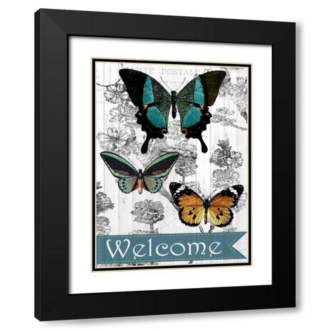 Welcome Butterflies Black Modern Wood Framed Art Print with Double Matting by Allen, Kimberly
