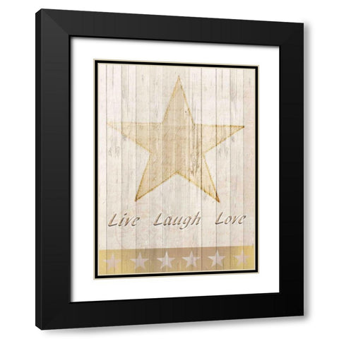 Live Laugh Love Gold Black Modern Wood Framed Art Print with Double Matting by Allen, Kimberly