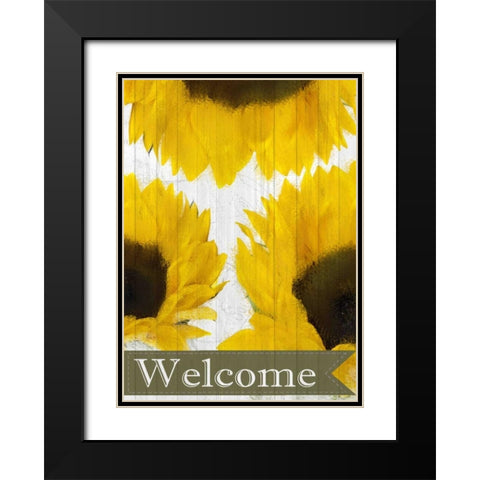 Sunflowers Welcome Black Modern Wood Framed Art Print with Double Matting by Allen, Kimberly