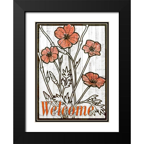 Welcome Poppies Black Modern Wood Framed Art Print with Double Matting by Allen, Kimberly