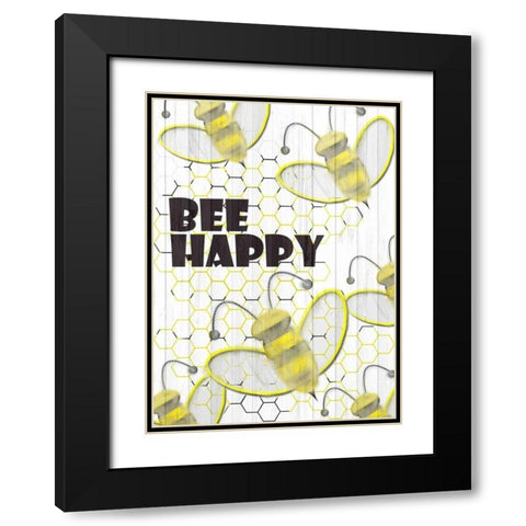 Bee Happy Black Modern Wood Framed Art Print with Double Matting by Allen, Kimberly