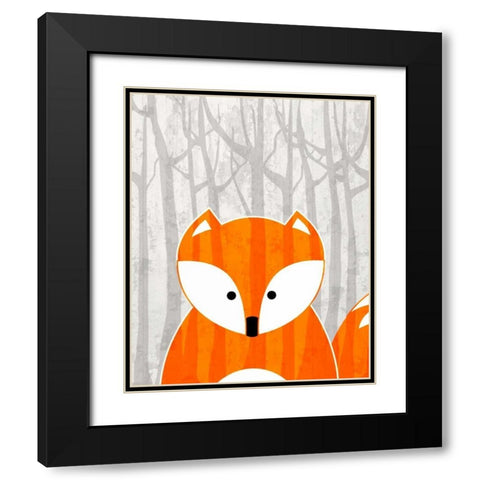 Woodland Fox Black Modern Wood Framed Art Print with Double Matting by Allen, Kimberly