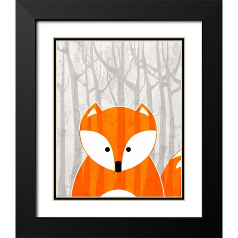Woodland Fox Black Modern Wood Framed Art Print with Double Matting by Allen, Kimberly