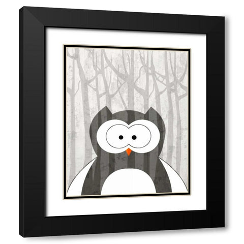 Woodland Owl Black Modern Wood Framed Art Print with Double Matting by Allen, Kimberly