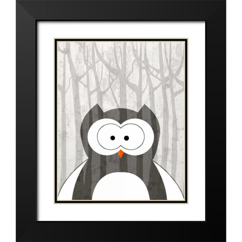 Woodland Owl Black Modern Wood Framed Art Print with Double Matting by Allen, Kimberly