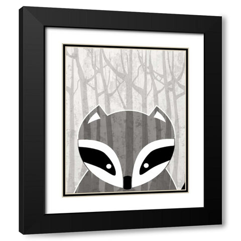 Woodland Racoon Black Modern Wood Framed Art Print with Double Matting by Allen, Kimberly