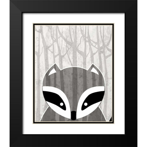 Woodland Racoon Black Modern Wood Framed Art Print with Double Matting by Allen, Kimberly