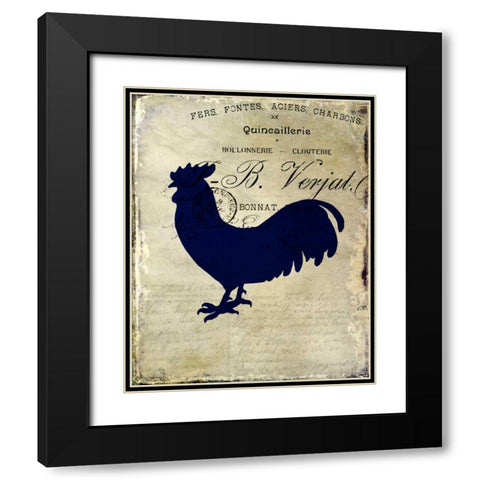 Rooster Silhouette 2 Black Modern Wood Framed Art Print with Double Matting by Allen, Kimberly