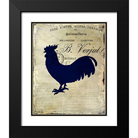Rooster Silhouette 2 Black Modern Wood Framed Art Print with Double Matting by Allen, Kimberly