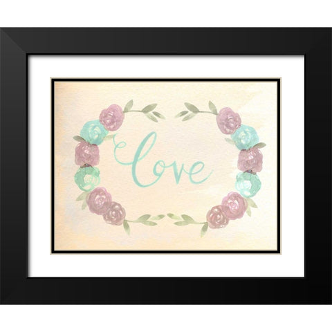 Flowered Love Black Modern Wood Framed Art Print with Double Matting by Allen, Kimberly