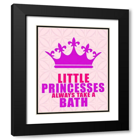Little Princesses Bath Black Modern Wood Framed Art Print with Double Matting by Allen, Kimberly