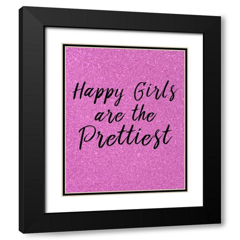 Happy Girls Pink Black Modern Wood Framed Art Print with Double Matting by Allen, Kimberly