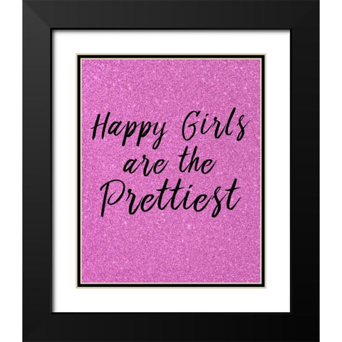 Happy Girls Pink Black Modern Wood Framed Art Print with Double Matting by Allen, Kimberly