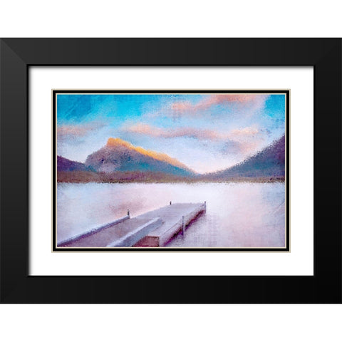 Banff Dock Black Modern Wood Framed Art Print with Double Matting by Allen, Kimberly