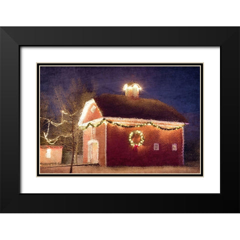 Christmas Barn Black Modern Wood Framed Art Print with Double Matting by Kimberly, Allen