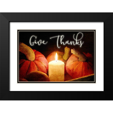 Give Thanks Black Modern Wood Framed Art Print with Double Matting by Kimberly, Allen