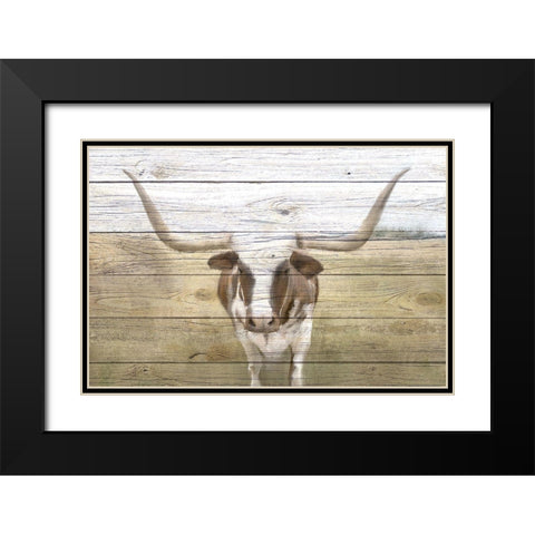 Longhorn Black Modern Wood Framed Art Print with Double Matting by Kimberly, Allen